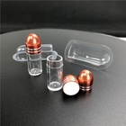丸丸の瓶 透明 小型カプセル 弾丸形容器 金属蓋付き サイの丸丸