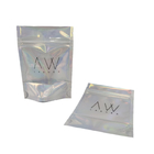 オーダーメイド ホログラフィック アルミホイル 透明 フロント ザイプ マイラー バッグ 臭いを防げる 再閉可能なプラスチック 包装袋