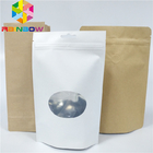 食糧アルミニウム ペーパー包装のためのジッパーのブラウン クラフトの紙袋が付いている注文のロゴの白い紙袋