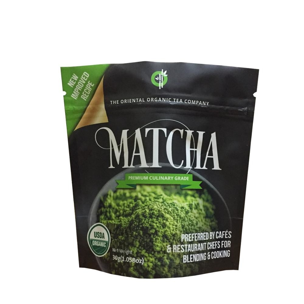 注文の印刷のZipLockはアルミ ホイルの立場の袋のMatchaの緑茶の粉のパッキング袋を袋に入れる
