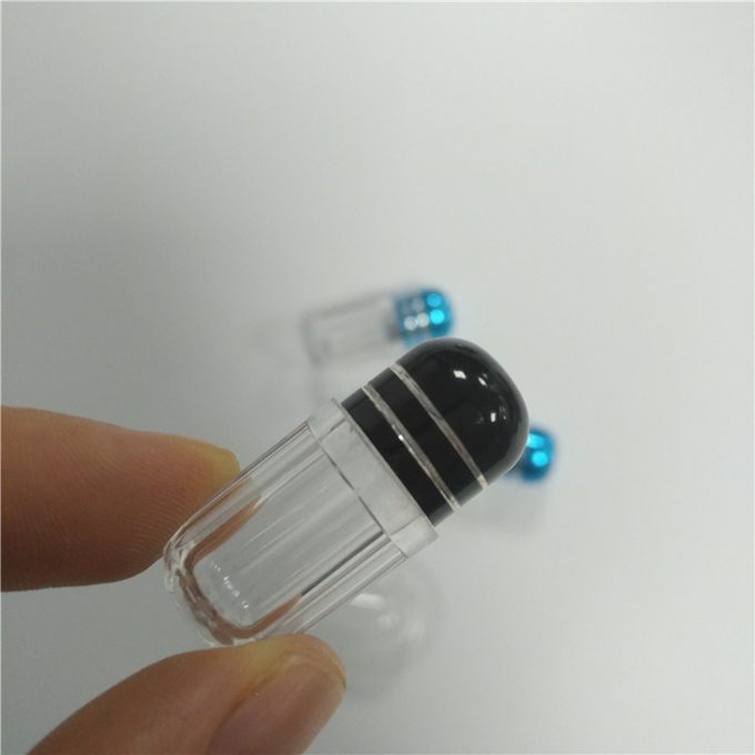 明確なプラスチック丸薬Bottlessのサイのカプセルの容器の3Dカードのための多彩な金属の帽子