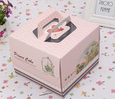 包むピンクの青い正方形のバースデー・ケーキの紙箱/カスタマイズされるギフト用の箱