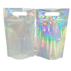 透明なプラスチック レーザー光線写真袋の化粧品のアルミ ホイル マイラーはジッパーのハンドルによって袋に入れる