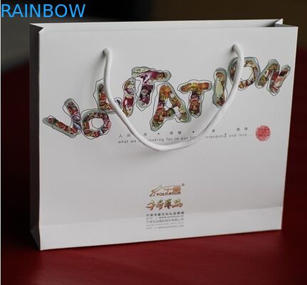 環境に優しいロゴの銀とハンドルによってカスタマイズされる紙袋の熱い押すこと