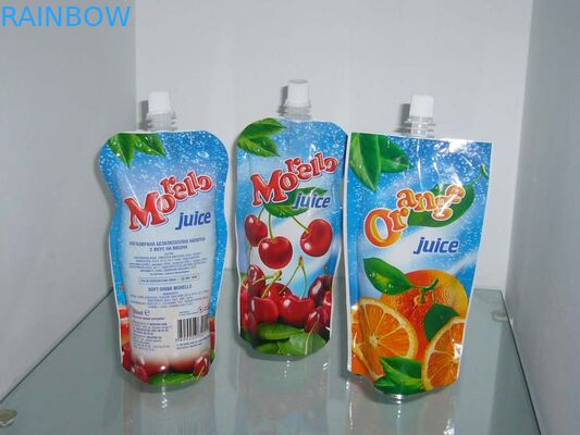 オレンジ ジュースの飲み物の包装を包む注文のスカイ ブルーのプラスチック口の袋