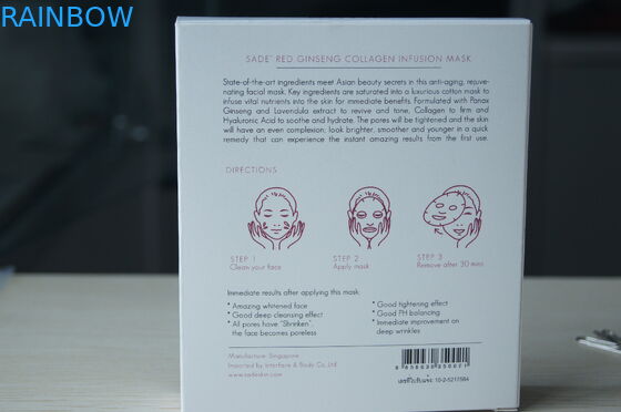 Sade のピンクのペーパー朝鮮人参のコラーゲンの化粧品のマスクのための包装箱白いカード