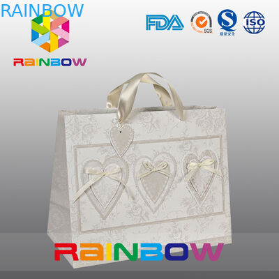 独特な設計白く/赤い習慣はハンドルが付いている紙袋を印刷しました