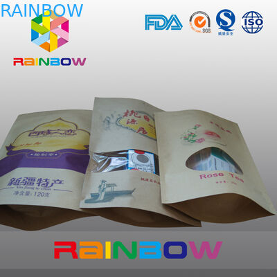 窓が付いている食品等級の Custimized クラフトの紙袋/ジップ ロック式袋