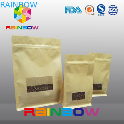 平底のガセット袋、コーヒーのための明確な窓が付いているクォードのシールのブロックの底袋