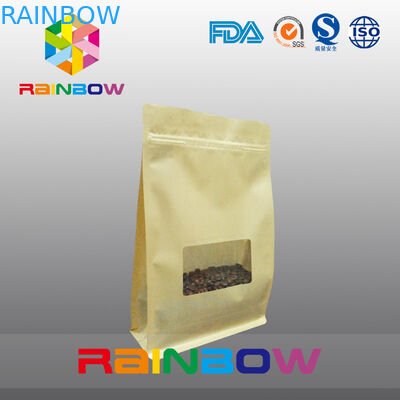 平底のガセット袋、コーヒーのための明確な窓が付いているクォードのシールのブロックの底袋