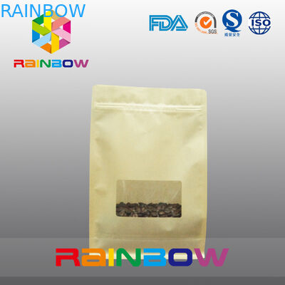 平底のガセット袋、コーヒーのための明確な窓が付いているクォードのシールのブロックの底袋