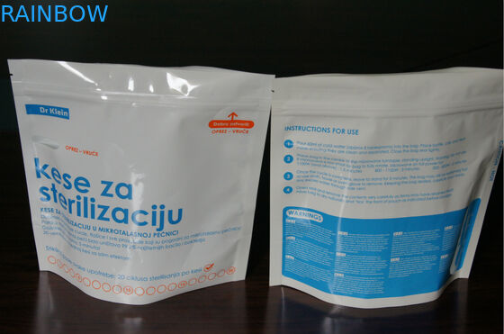 食品等級の薄板にされたプラスチック マイクロウェーブ滅菌装置袋はジッパーによって立ちます