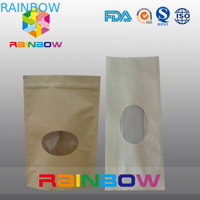 前部楕円形の窓と包む Doypack クラフト包装紙のティーバッグ