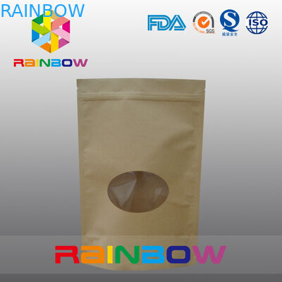 前部楕円形の窓と包む Doypack クラフト包装紙のティーバッグ