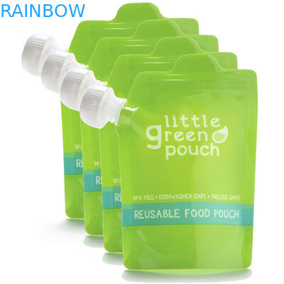 最下のガセットおよびコーナーの口が付いている鮮やかな印刷のベビーフードの口の袋