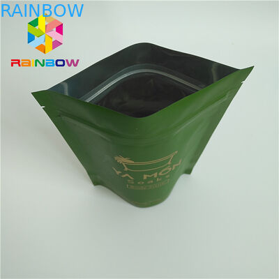 アルミ ホイルのジッパーが付いている並べられたマットの白い緑茶包装袋はカスタム設計します