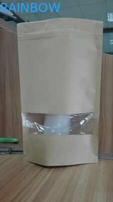 Resealable 明確な窓の Ziplock が付いている食糧ギフトの袋によってカスタマイズされる紙袋を立てて下さい