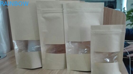 ジップ ロック式ブラウンは明確な窓が付いている袋によってカスタマイズされる紙袋の食品包装袋を立てます