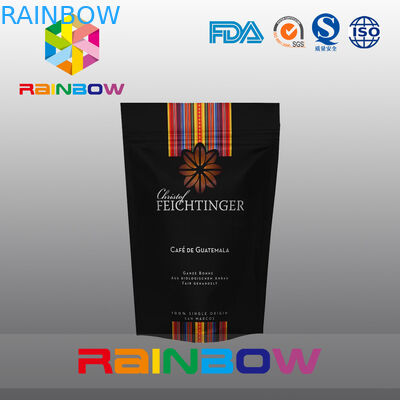 黒い弁およびジッパーが付いているプラスチック アルミ ホイルのコーヒー豆か地上袋を立てて下さい