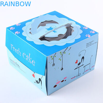 包むピンクの青い正方形のバースデー・ケーキの紙箱/カスタマイズされるギフト用の箱
