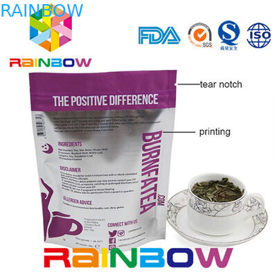 側面の Gusseted Doy のパックのクラフト紙の茶包装袋のアルミ ホイルのプラスチック ジップ ロック式の袋