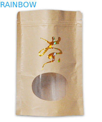 習慣は平底のジッパー ジップ ロック式のマイラーおよび窓と包む茶/コーヒーのための良質のクラフト紙袋を印刷しました