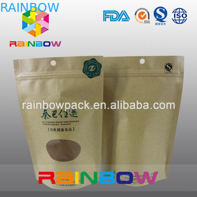 再生利用できる 2oz クラフト紙 Doypack は窓が付いているコーヒー バッグを立てます