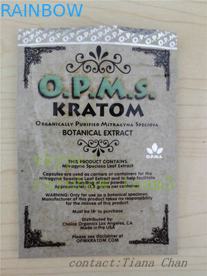 ジップ ロック式の金 3ct のアルミ ホイルの opms の kratom の粉を包む草の香