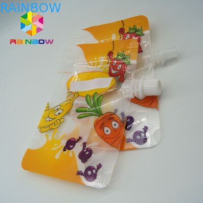 明確な飲み物噴出袋は、プラスチック液体口の上が付いている袋を立てます