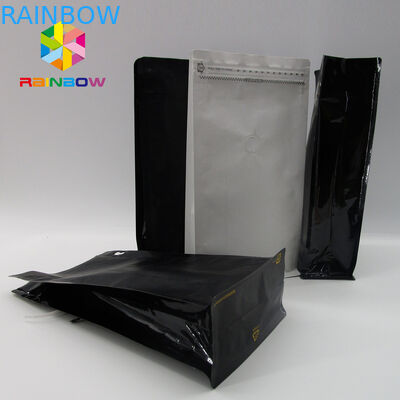 12oz 250gのコーヒー豆のための弁の卸売のブロックの底コーヒー バッグ/平底袋が付いているマット ブラック・コーヒー袋