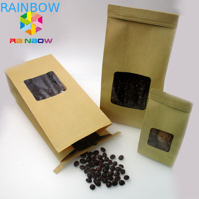 習慣はホイルによって並べられたクラフト紙を立てますコーヒー豆のための明確な窓が付いている袋袋を印刷しました
