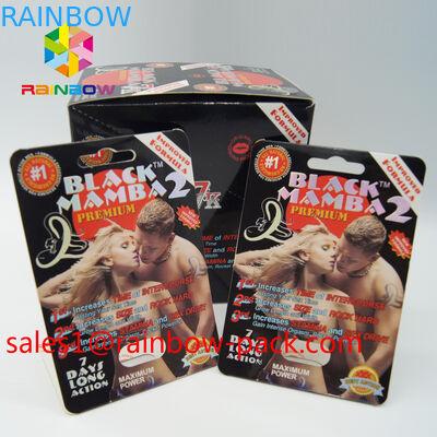 ブラック マンバ3Dは紙カード3Dの性の丸薬カードを包む盤石の建設の性の丸薬3D包装カード3d性の丸薬を梳きます