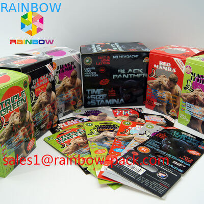 ブラック マンバ3Dは紙カード3Dの性の丸薬カードを包む盤石の建設の性の丸薬3D包装カード3d性の丸薬を梳きます