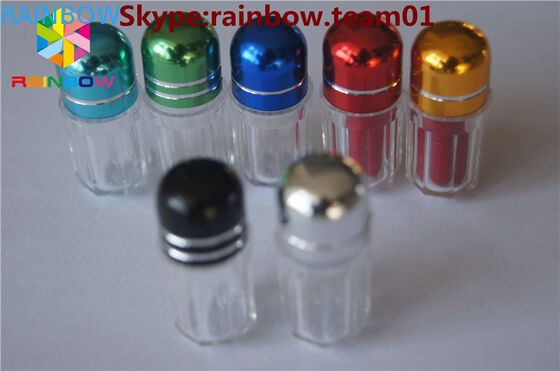 リングキャップ/ カプセル形容器 収納カプセル 透明な六角形プラスチック容器 青いキャップ