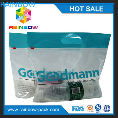 ロゴのPEのスライダーのジップ ロック式袋は袋のupcコードによって印刷されるジップ ロック式袋のゆとりの前部が付いている明確な前部ジッパー ロック袋を立てます