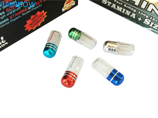 赤いサイ69の陰茎の拡大のカプセルは弾丸/性の丸薬プラスチック薬のびんを震動させます