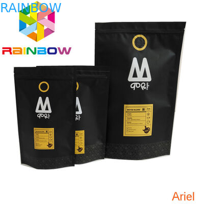 プラスチック ジッパーの無光沢の黒い軽食袋の包装はresealableコーヒーziplockの袋を立てます