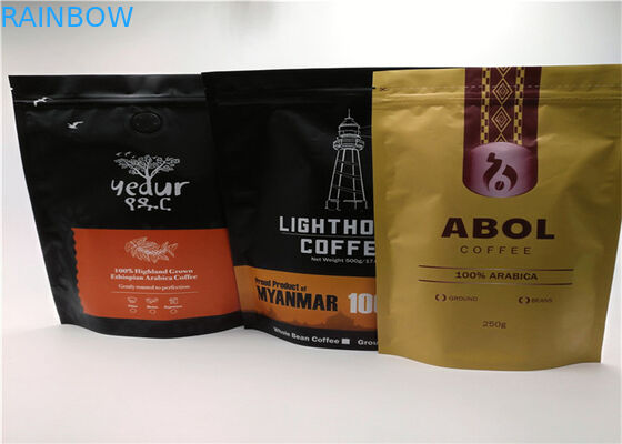 黒いマイラーのプラスチック パッキング袋のジッパー ロックはコーヒーおよび茶を擁護します