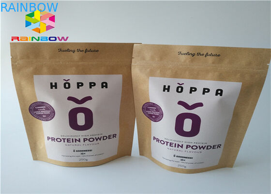 ジップ ロック式カスタマイズされた印刷されたクラフト紙は明確な窓が付いている袋のビーフ・ジャーキーの軽食のプラスチック包装袋を立てます