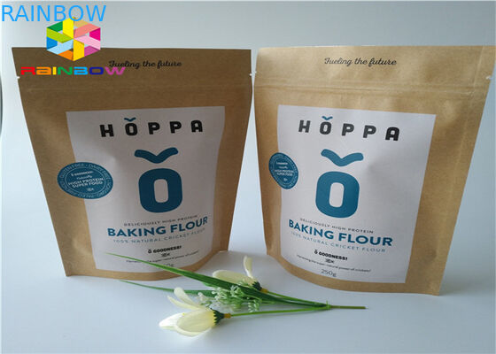 ジップ ロック式カスタマイズされた印刷されたクラフト紙は明確な窓が付いている袋のビーフ・ジャーキーの軽食のプラスチック包装袋を立てます