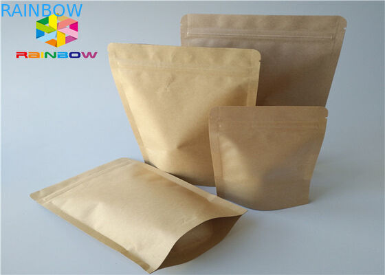 ジップ ロック式カスタマイズされた印刷されたクラフト紙は明確な窓が付いている袋のビーフ・ジャーキーの軽食のプラスチック包装袋を立てます