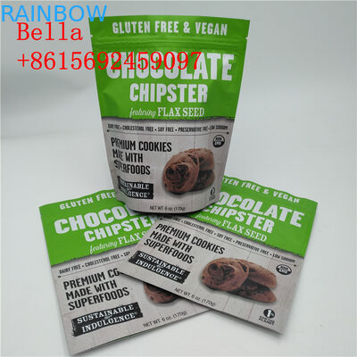 カスタム化色のアルミ ホイルはクッキーの包装のためのジッパーの上のハンドルを袋に入れます