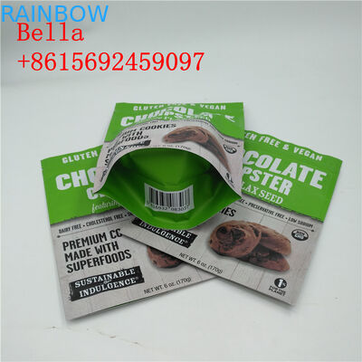 カスタム化色のアルミ ホイルはクッキーの包装のためのジッパーの上のハンドルを袋に入れます