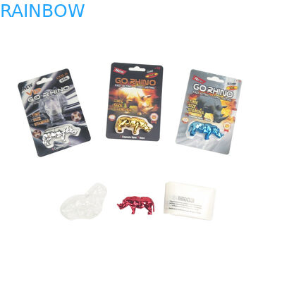 最も新しいマンバの黒の馬のパッキングの男性の強化の丸薬サイ600K 700Kプラチナ性の丸薬パックのための極度のヒョウ3Dカード