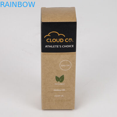Ecoの加えられる友好的な化粧品によって浮彫りにされる包装の紙箱のブラウン クラフト紙のCbdの油壷