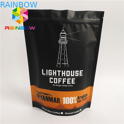 印が付いているマットの黒の表面のコーヒー バッグのジップ ロック式のFDAを包む食品等級のプラスチック袋