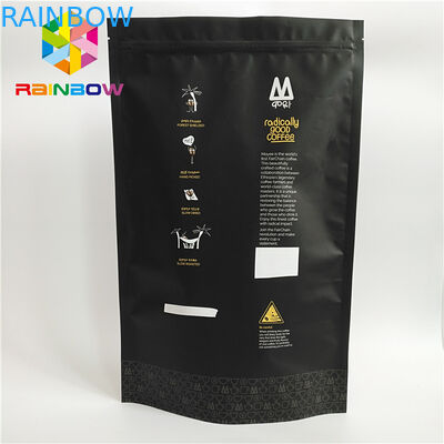 印が付いているマットの黒の表面のコーヒー バッグのジップ ロック式のFDAを包む食品等級のプラスチック袋
