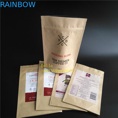 明確な窓が付いているブラウン クラフト紙のジッパーの袋を包む葉のロゴによって印刷されるティーバッグ