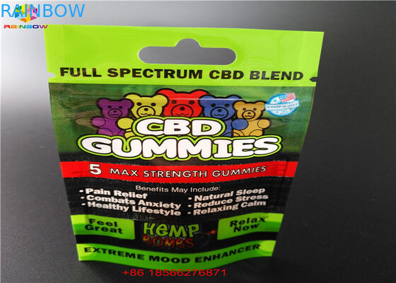 窓が付いているCBD GUMMIESのプラスチックまめのPackaの袋によって薄板にされるアルミニウム磨き粉