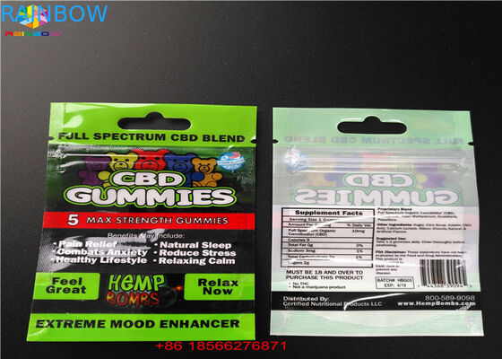 窓が付いているCBD GUMMIESのプラスチックまめのPackaの袋によって薄板にされるアルミニウム磨き粉